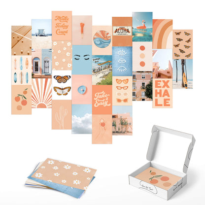 HAUS AND HUES Peach Photo Collage Kit - Aesthetic Wall Decor for Teen Girls (Set of 30)