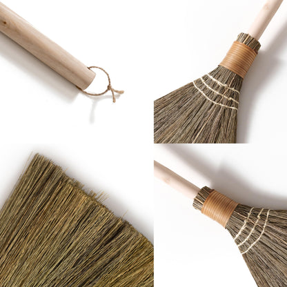 Handmade Vietnamese Straw Broom, Single Handle – Free Halloween Decoration Set, Witch Broom for Costume, Haunted House & Indoor Decor, Soft Grass Whisk Broom for Sweeping or Display