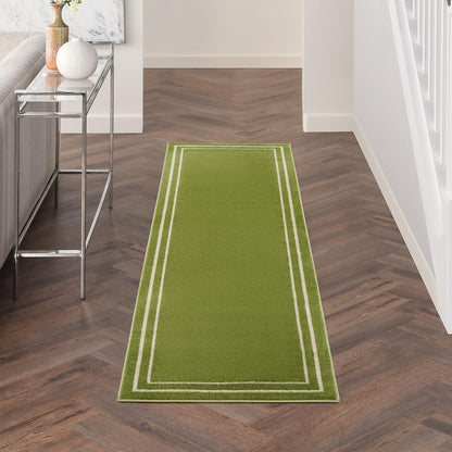 2'2" 7'6" (8' Nourison Home Nourison Essentials Green Ivory x Area Rug - Easy Clean, Non Shedding, Bed Room, Living