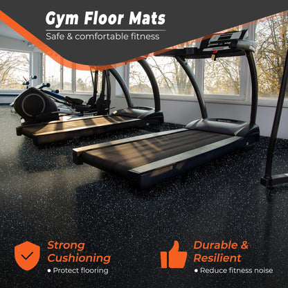 SUPERJARE 0.4'' Thick 36 Pcs 144 Sq Ft Rubber Top Exercise Equipment Mats, High Density EVA Foam Mats with Rubber Top, Interlocking Gym Flooring for Home Gym, Protective Workout Mat, Black/Grey