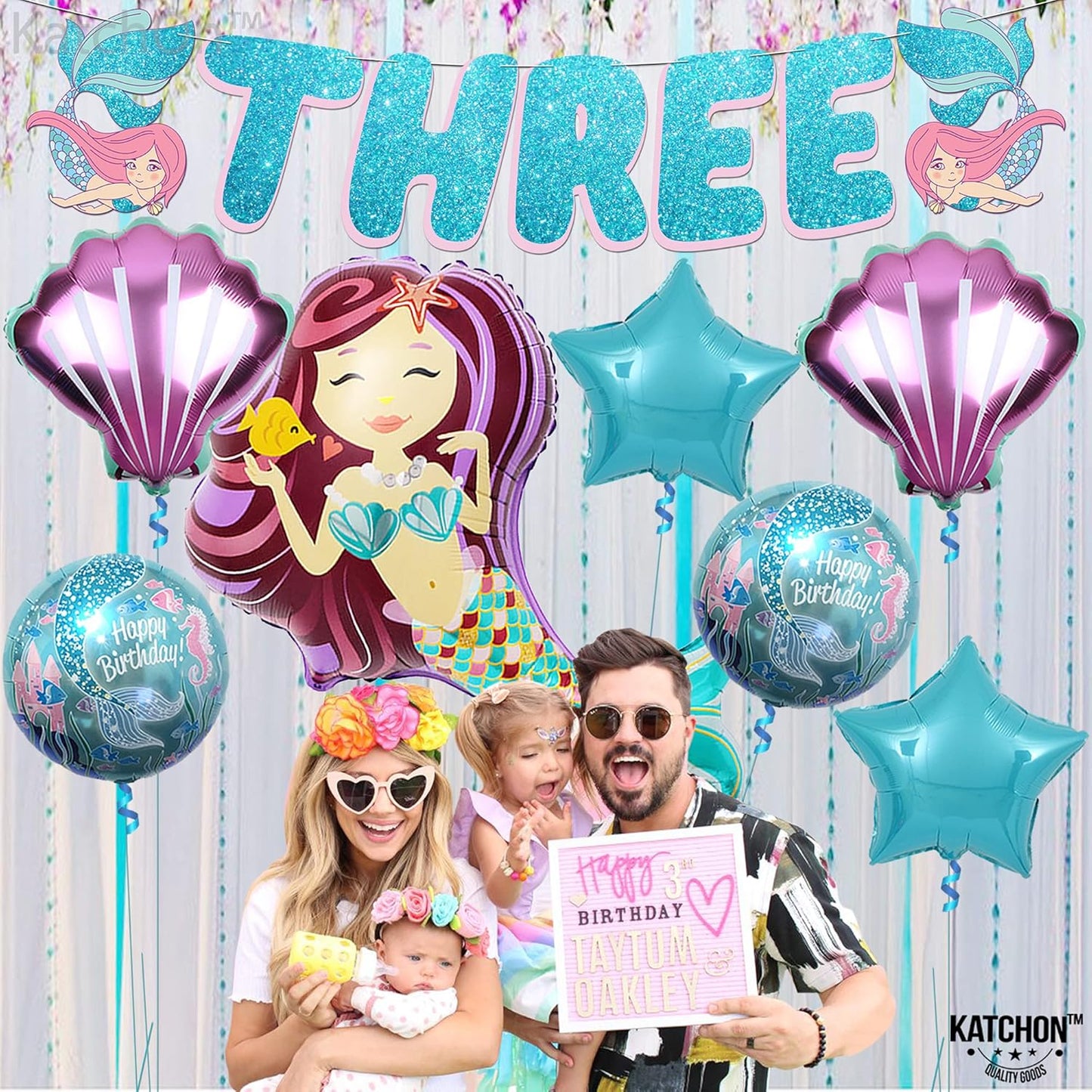KatchOn Big Mermaid Decorations - Pack of 8 | Mermaid Balloons for 3rd Birthday Party