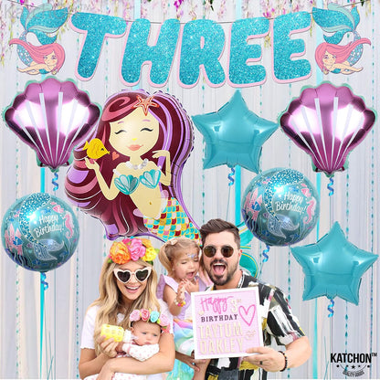 KatchOn Big Mermaid Decorations - Pack of 8 | Mermaid Balloons for 3rd Birthday Party