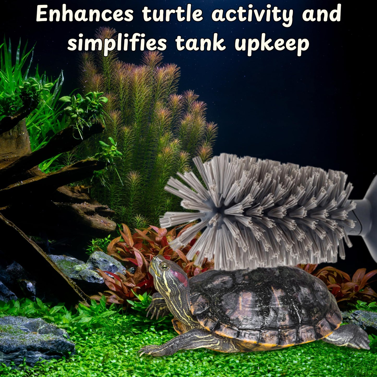 Turtle Shell Cleaning Suction Brush Tank, Turtle Scratcher for Tank Shell Cleaner with Suction Cup and Handheld Back Scratcher Remove Mud Dirt, Tortoise Habitat Accessories (Gray)