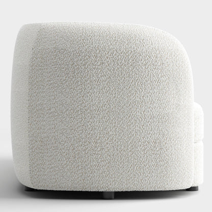 Furniture of America Nimiane Modern Boucle Barrel Chair with Curved Arms and Wooden Legs, Fabric Upholstered Armchair, Comfy Sofa Chair for Living Room, Bedroom, Home Office, Off-White