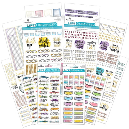 Paper House Productions Planner Sticker Essential Set of 4 Packs of 4 Sticker Sheets for Planners, Journaling and Crafting