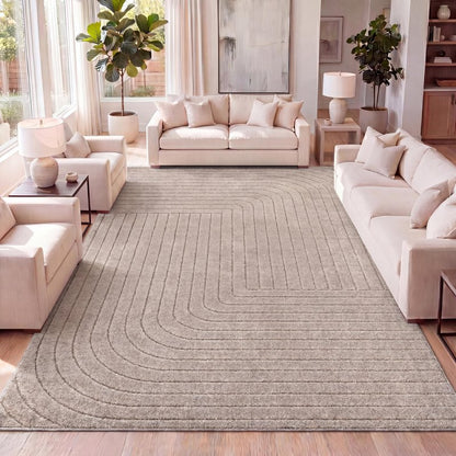 JONATHAN Y Odense High-Low Angle Light Taupe 8x10 Indoor/Outdoor Area Rug for Patio, Backyard, Living Room, Bedroom, Office, Hose-Washable (SCN101C-8)