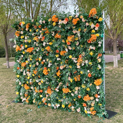 UYCVT Handmade Romantic Green Plant Wall Large Artificial Flower Wall Backdrop Panels, Wedding Backdrop 3D Floral Wall Fabric Flower Wall for Party Bridal Wedding Background De-2m*2m/6.56 * 6.56FT