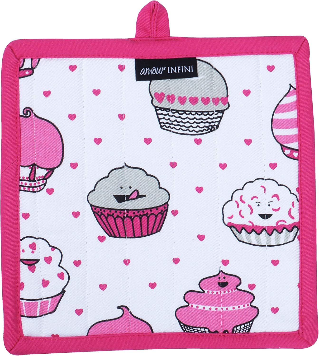 AMOUR INFINI Pot Holders and Oven Mitt Set, Heat Resistant Non Slip Reusable Oven Gloves for Cooking