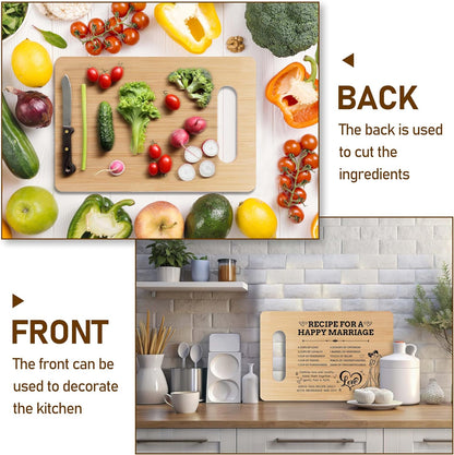 Wedding Bamboo Cutting Board Gifts, Recipe for a Happy Marriage, Engagement & Bridal Shower Gifts for Couples