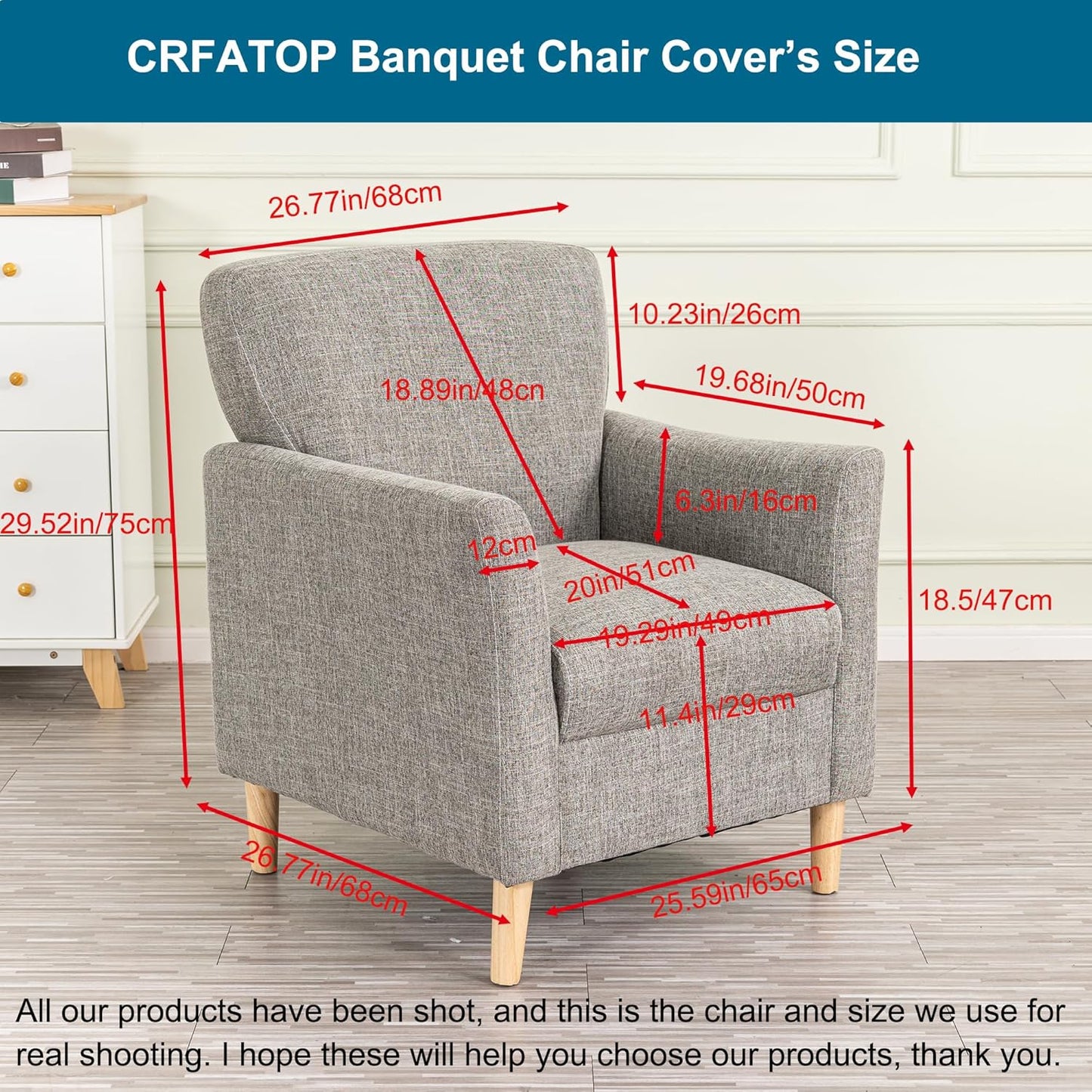 1-Piece CRFATOP Stretch Mid Century Modern Armchair Slipcover Solid Accent Chair Covers with Arms Soft Waterproof Chair