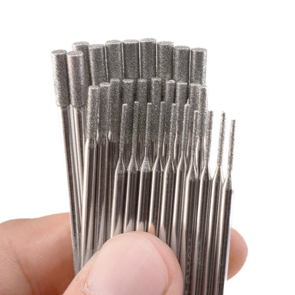 ChilternCasa 1mm-3mm Diamond Drill Bits for Stone, Grinding Bit Set 2.35mm Shank with Collet Rotary Tools for Dremel Drilling Glass, Gemstones & Jewelry - Pack of 30