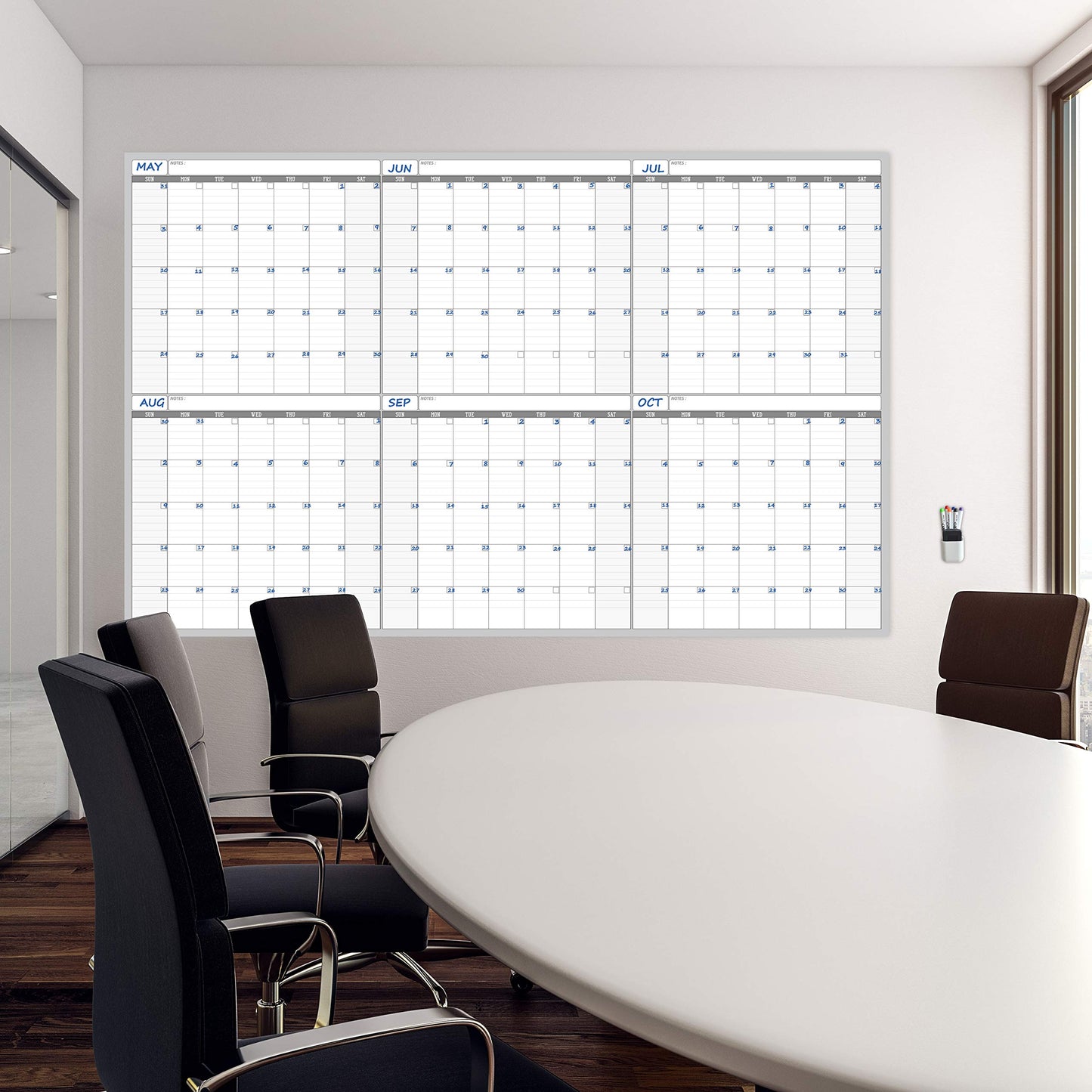 Large Dry Erase Wall Calendar - 60“ x 38" Undated Blank 6 Month Calendar - Giant Whiteboard 6 Month Poster - Premium Laminated Undated Planner for Classroom, Office, Project & Family Schedule