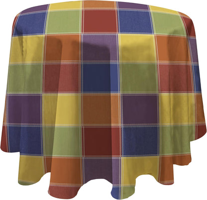 Elrene Home Fashions 16121MLT Multi Color Check Easy Care Spillproof Tablecloth, 70", Multicolor