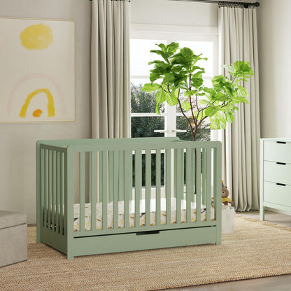 Carter's by Davinci Colby 4-in-1 Convertible Crib with Trundle Drawer in Light Sage, Greenguard Gold Certified, Undercrib Storage