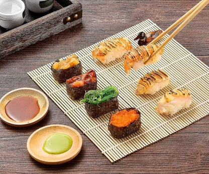 SmileTools No Plastic Bamboo Sushi Making Kit, Sushi Roller, 2 Bamboo Sushi Rolling Mats, 5 Pairs Chopsticks, Sauce Dish, Rice Paddle - Natural Sushi Maker Set for Beginners DIY Sushi at Home