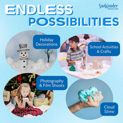 SNOWONDER Instant Fake Snow - Perfect for Cloud Slime & Winter Decor | 240 Gallons