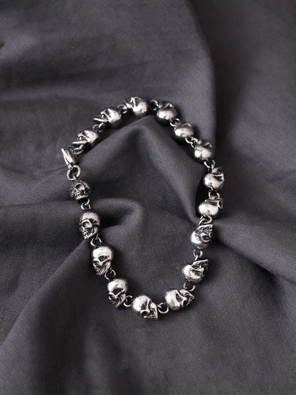 HAQUIL Stainless Steel Skull Bead Linked Bracelet for Men and Women, Skull Jewelry Gift (AD)