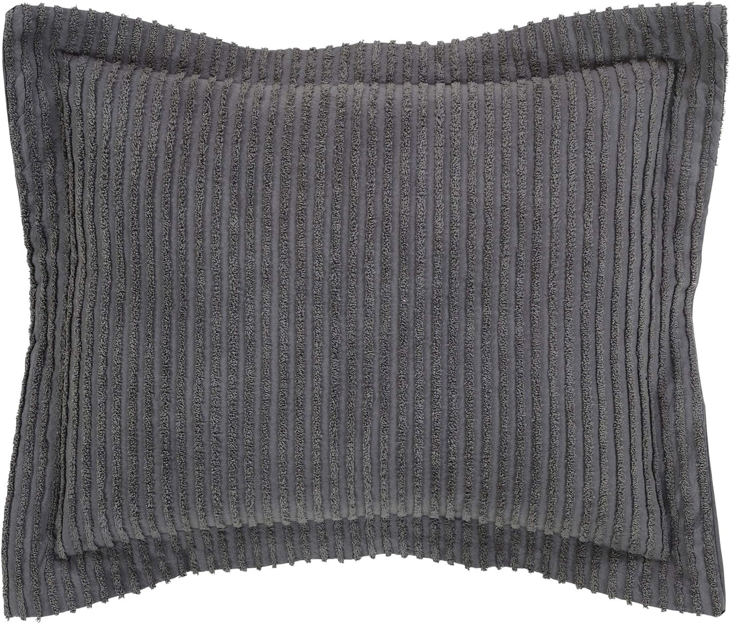 Better Trends Jullian Collection - Super Soft Lightweight 100% Cotton Tufted Standard Sham in Gray, Machine Washable