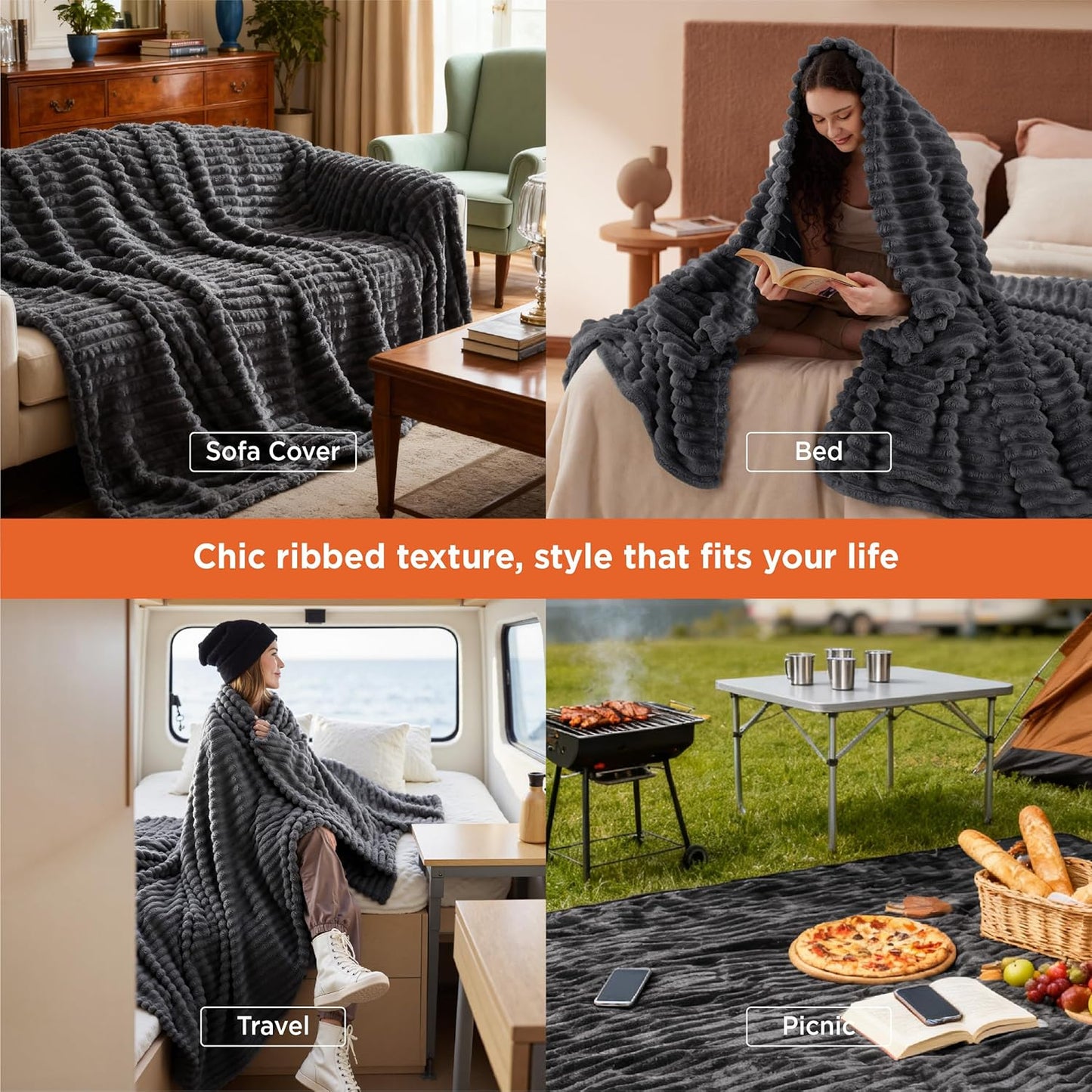 Bedsure GentleSoft Grey Full Blanket - Cozy Soft Throw for Women | Large 84x90 Inches