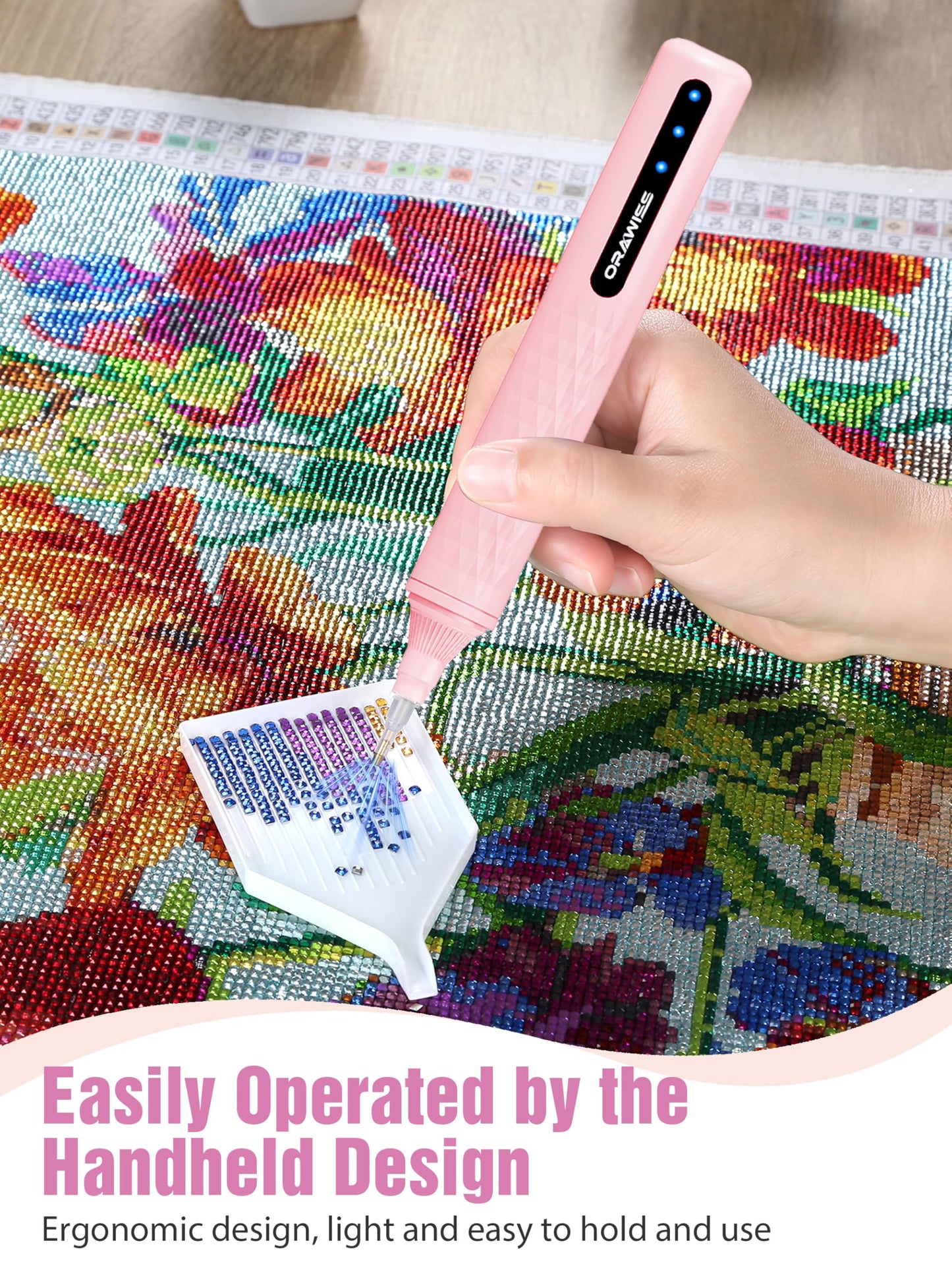 Electric Diamond Painting Pen, Vacuum Diamond Art Pen no Wax Needed | Cordless & Quiet | Rechargeable Battery | Lightweight Design | Diamond Art Accessories for Adults | Gift for Dimond Art Fan - Pink