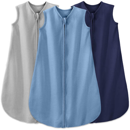 Yoofoss Baby Sleep Sack | 100% Organic Cotton Wearable Blanket for 12-18 Months | 2-Way Zipper, 0.5 TOG, 3 Pack