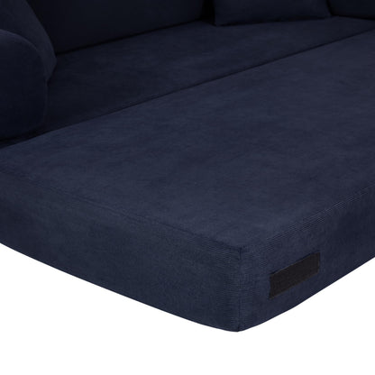 4-in-1 Folding Loveseat Convertible Sleeper Sofa Bed, 80" Oversized Corduroy Upholstered Cloud Love Seat DIY Combination Modular Sofa,Folding Mattress Couch for Living Room Bedroom