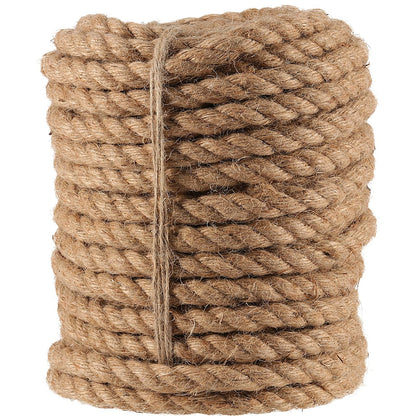 JAPCHET 164 Ft x 10MM Natural Jute Twine, 3/8 Inch Twisted Jute Rope Hemp Rope, Strong Burlap Cord for DIY Crafts Gardening Hammock Home Decorating Gift Wrapping
