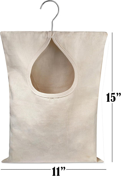 Handy Laundry Clothespin Bag - 11" x 15" - Holds 100 Medium-Sized Clothes Pins, Durable Canvas with Hook for Hanging