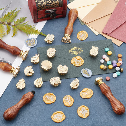 CRASPIRE Wax Seal Stamp Bear Vintage Sealing Wax Stamps Removable Brass Head Sealing Stamp with Wooden Handle for Wedding Invitations Valentine's Day Envelope Christmas Thanksgiving Gift Wrap