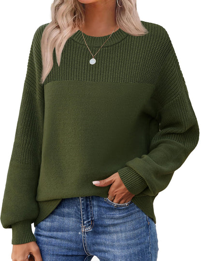 Zeagoo Women's 2025 Fall Chunky Knit Sweater Oversized Crewneck Long Sleeve Winter Cotton Pullover Sweaters Jumper Tops