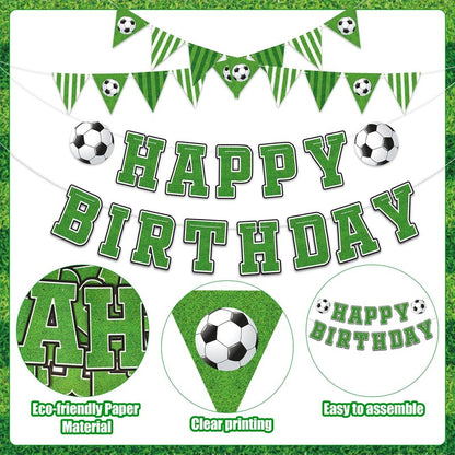 Soccer Happy Birthday Banner Soccers Sports Paper Garland Soccer Pennant Bunting Flag Decor Soccers Happy Birthday Party Decorations for Kids Boys and Girls Sports Football Birthdays Party Supplies