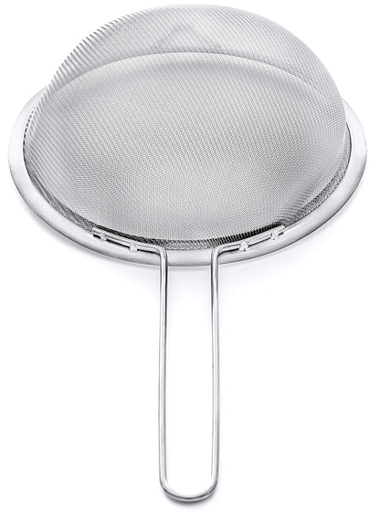 Proto Future Strainer Set Fine Mesh – Premium 304 Stainless Steel (18/8) – 8″, 5.5″ and 3.3″ Sturdy Kitchen Strainers (Silver)