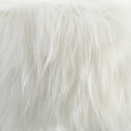 Linon Flokati Foot Stool, 16-Inch, White, 16"W x 16"D x 12.6"H