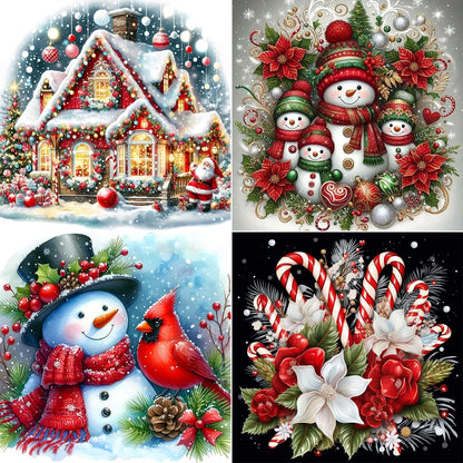 GUMITOON 4 Pack Christmas Diamond Art Kits for Adults-Full Drill Diamond Dots Paintings for Beginners, Round 5D Paint with Diamonds Pictures Gem Art Painting Kits DIY Crafts Kits 14"x14" QCY-126