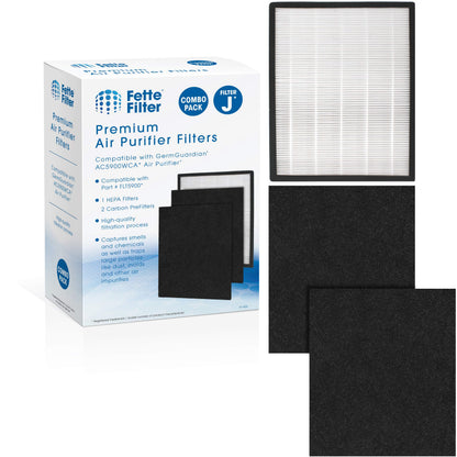 Fette Filter - Replacement Filter J Compatible with GermGuardian FLT5900 for AC5900WCA & AC5900WDLX Air Purifier includes 2 Filters 4 Activated Charcoal Filter.
