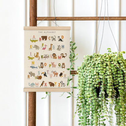 12x16 Inch MAQIKA ABC Alphabet Nursery Poster Framed with Wood Hanger,Alphabet Banner, Alphabet Poster for Toddlers