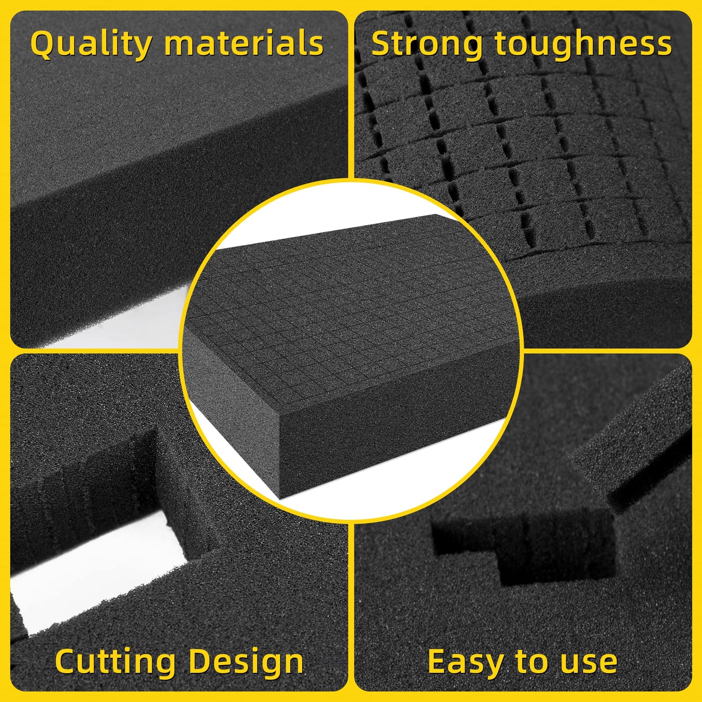 DECOHS 4 PCS Pick Apart Foam Insert- 2 Size Pick and Pluck Foam- Pluck Pre Cube Sheet Foams with Bottom Use for Board Game Box Cases Storage Drawer (Length 12 Inch)