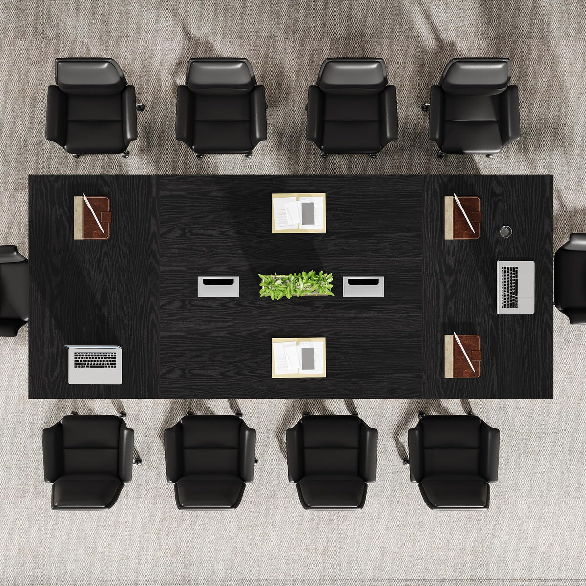 Tribesigns 8ft Conference Table, Large Meeting Table for 8-10 People, Business Seminar Furniture for Office Conference Room (1, Black)