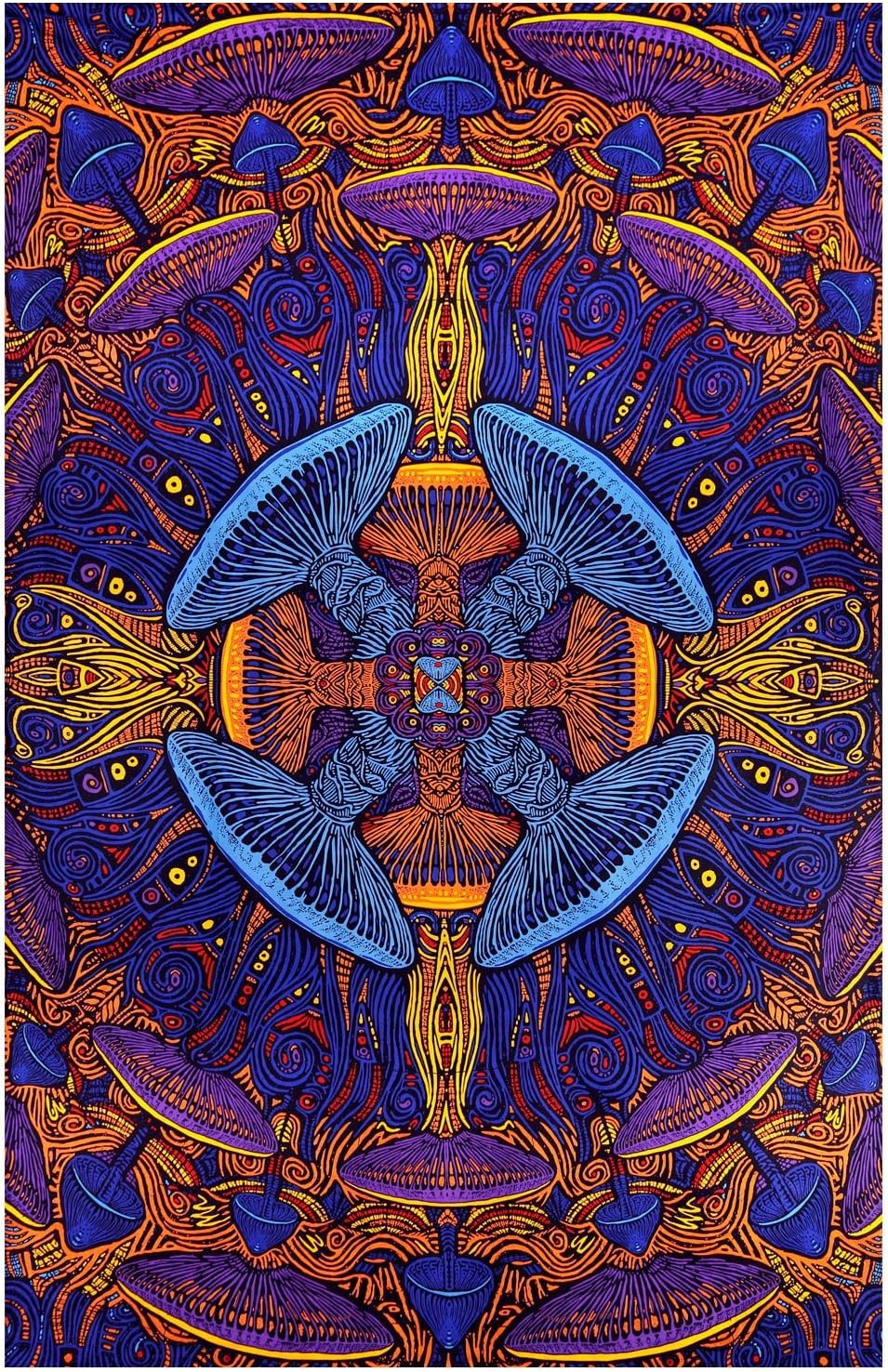 3D 60x90 Inches 3D Sunshine Joy Magic Mushroom Tapestry Tablecloth Wall Art Beach Sheet Huge - Amazing Effects