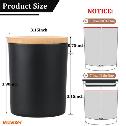MILIVIXAY 12 Pack 10 OZ Matte Black Thick Glass Candle Jars with Lids - Bulk Empty Candle Jar for Making Candles - Spice, Powder Containers.