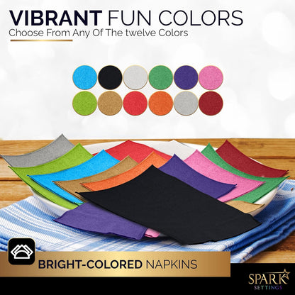 Dinner Napkins Disposable Guest Towels - Purple Beverage Napkins, Soft & Absorbent, 8” x 4.5”, Pack of 40 by Amcrate