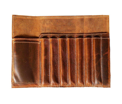 Jaald Genuine Leather Pencil Roll Brush Case Pen Holder Organizer Brushes Ruler Stationary Pouch Gift for Students Artist Painter & Writer String Closure Vintage