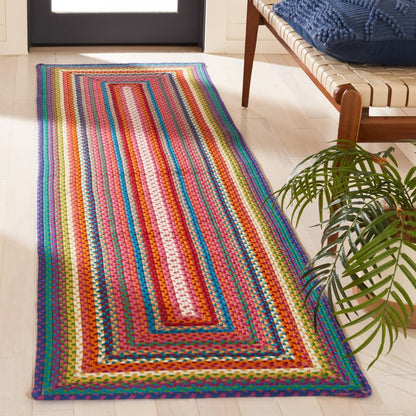 SAFAVIEH Washable Rug Outdoor Braided Collection - 2'3" x 6' Runner, Multi, Handmade & Reversible, Non-Shedding & Easy to Clean, Ideal for Patio, Backyard, Mudroom (BRD316A)