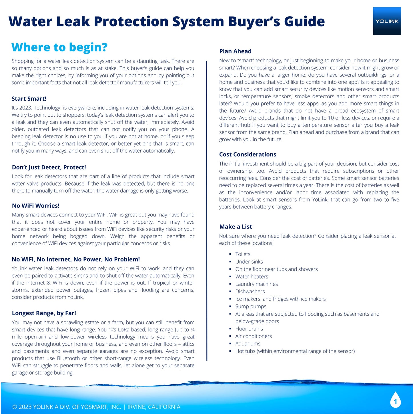 YoLink Water Leak Detection Starter Kit, w/SpeakerHub Audio/Talking Hub & Water Leak Sensors, LoRa Up to 1/4 Mile Open-Air Range, SMS/Text, Email & Push Notifications, w/Alexa, IFTTT, Home Assistant