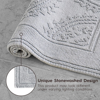 Jean Pierre New York Cotton StoneWash Medallion Bath Rug, 17x24 in., Gray