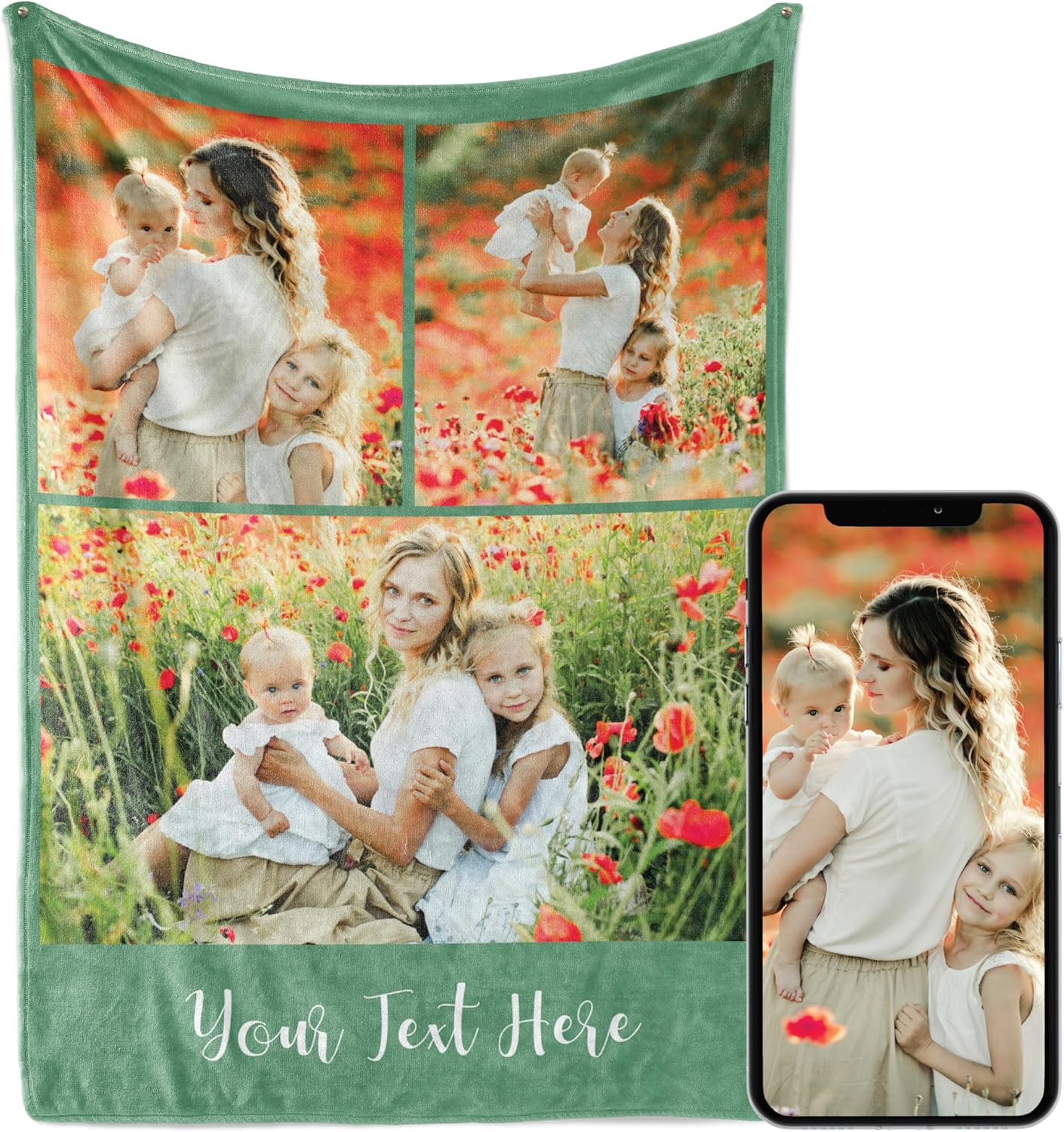 50"x60") Personalized Photo Blanket with Pictures - Custom Picture Blanket - Printed in USA - Vibrant Colors - Soft