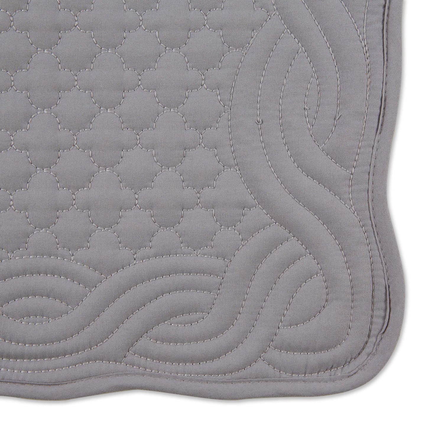 DII Quilted Farmhouse Collection Tabletop, Placemat Set, Gray, 6 Piece