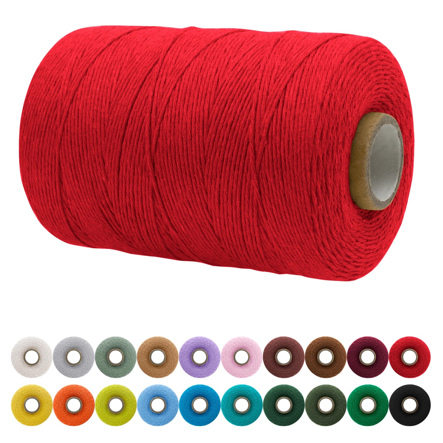 JeogYong Single Strand Macrame Cord 1mm x 426 Yards (1279 Feet) Soft Cotton Rope Macrame Yarn 1 mm Macrame Cord, Macrame Supplies for Crafts Wall Hangings Plant Hangers Decorations (Red)