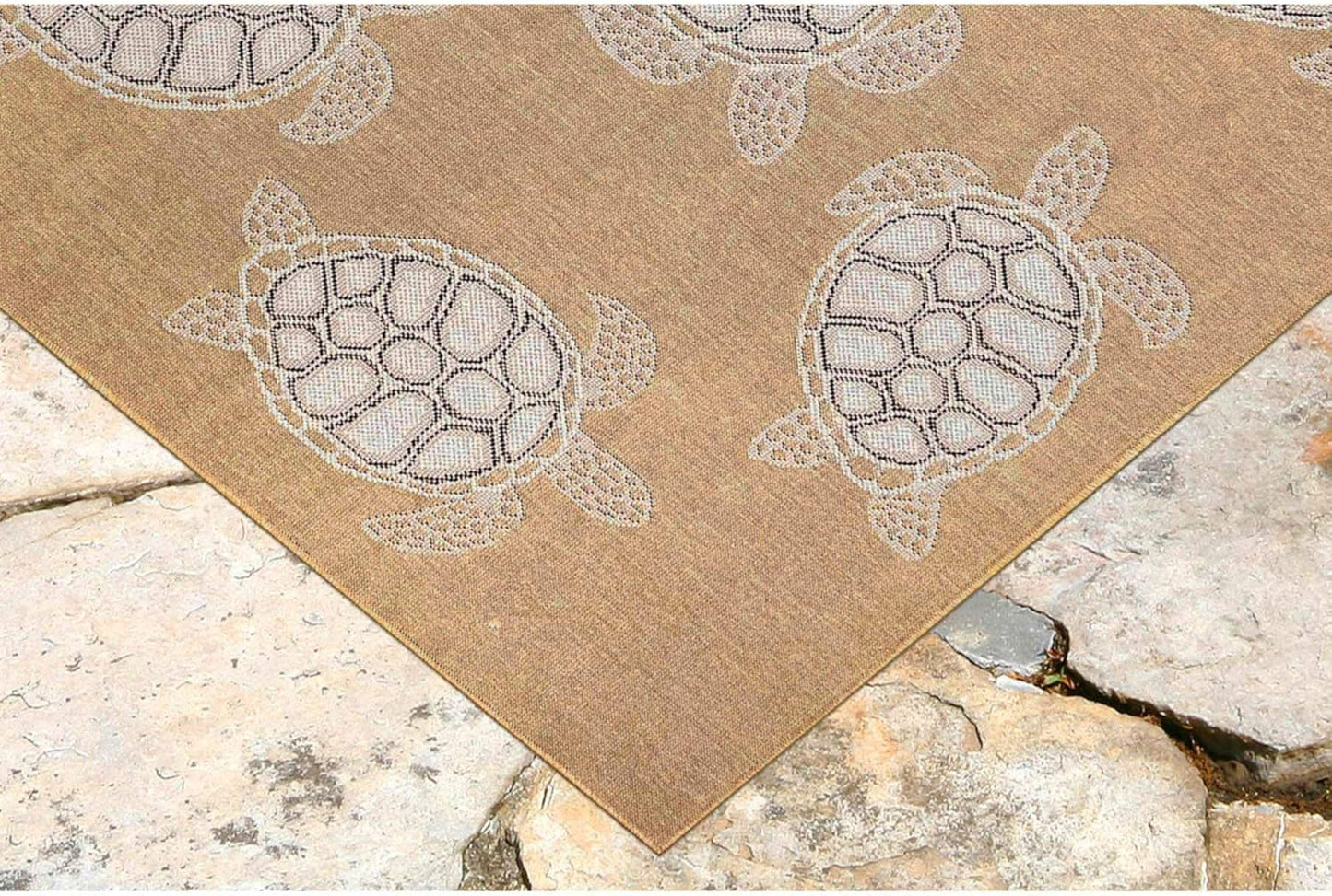 Liora Manne Sea Turtles Sand Indoor Outdoor Area Rug, 1'11" x 7'6"