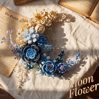 Loyratche Blue Moon Flower Building Set, Botanical Collection Artificial Flowers Building Blocks Kit Compatible with Lego for Adults Home Décor Wall Art Decoration